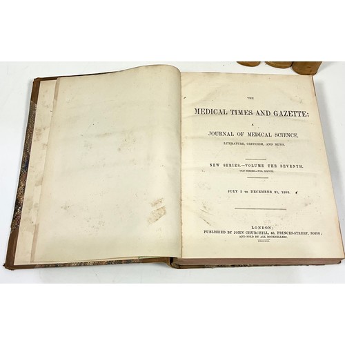 124 - VICTORIAN MEDICAL TIMES & GAZETTE BOOKS, MISC. VOLUMES DATING FROM 1853 TO 1857