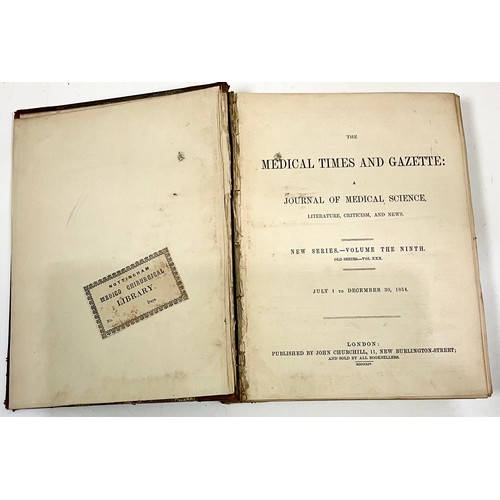 124 - VICTORIAN MEDICAL TIMES & GAZETTE BOOKS, MISC. VOLUMES DATING FROM 1853 TO 1857