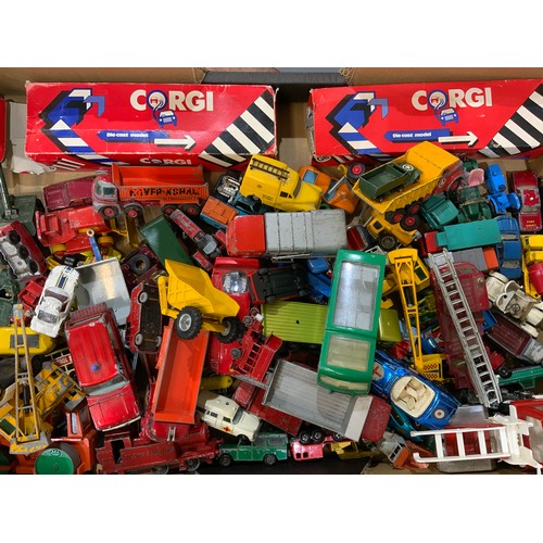 115 - TRAY OF PLAYWORN DIECAST, LESNEY & CORGI ETC.