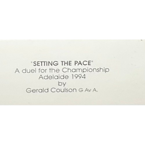 69 - LTD ED. GERALD COULSON PRINT NO. 249/500. ‘SETTING THE PACE’ A DUEL FOR THE CHAMPIONSHIP ADELAIDE 19... 