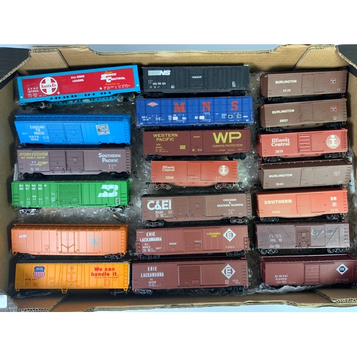 341 - AMERICAN MODEL RAILWAY, 20 U/B ASSORTED BOGIE BOX CARS