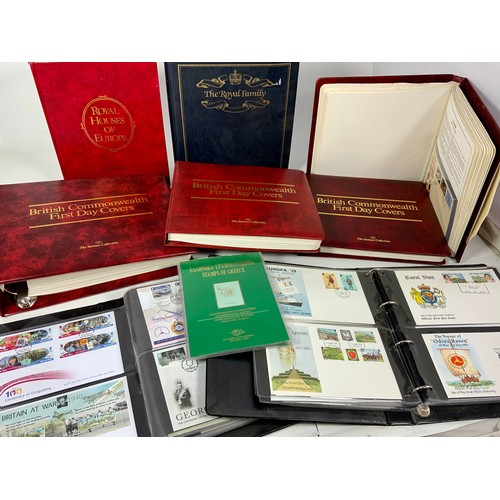 462 - STAMP INTEREST , 3 BRITISH COMMONWEALTH FIRST DAY COVERS PRESENTATION ALBUMS, ROYAL HOUSES OF EUROPE... 