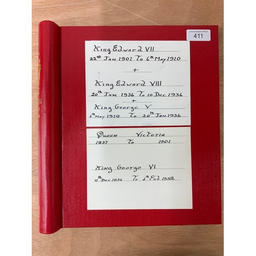 411 - STAMP INTEREST, A RED TOWER STAMP ALBUM, GB KGVI, INC. 1939 HI VALUES SW £1 QV VARIOUS KGV EMPIRE 19... 