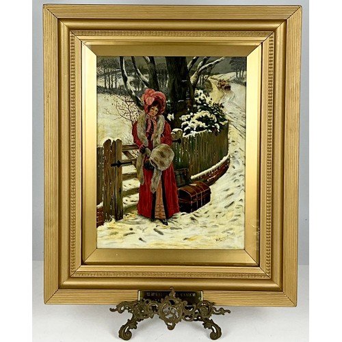 6 - ‘WAITING FOR THE COACH’ OIL PAINTING BY H.MORGAN 1912 IN GOOD QUALITY FRAME. 44cm x 34cm APPROX. Bel... 