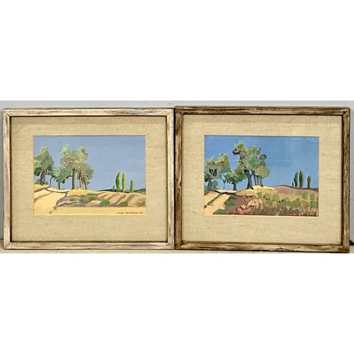15 - 2 ACRYLIC ON BOARD LANDSCAPES SIGNED LILLIAN DELEVORYAS. BOTH APPROX 35cm x 25cm. (THIS LOT MAYBE SU... 
