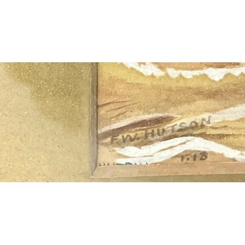 31 - F.W.HUTSON WATERCOLOUR DEPICTING MARITIME SCENE, APPROX. 19 X 26 cm