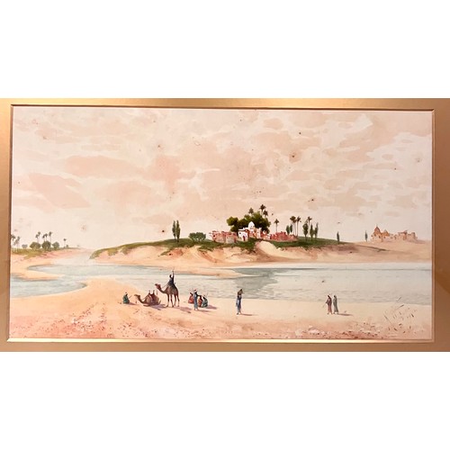 40 - 4 WATERCOLOURS DEPICTING DESERT LANDSCAPES. LARGEST 66cm x 32cm