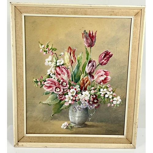 38 - 4 STILL LIFE FLOWER STUDY WATERCOLOURS SIGNED VIOLET FAWKES T/W A STILL LIFE FLOWER STUDY SIGNED D. ... 