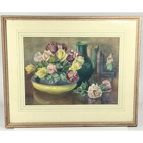 38 - 4 STILL LIFE FLOWER STUDY WATERCOLOURS SIGNED VIOLET FAWKES T/W A STILL LIFE FLOWER STUDY SIGNED D. ... 