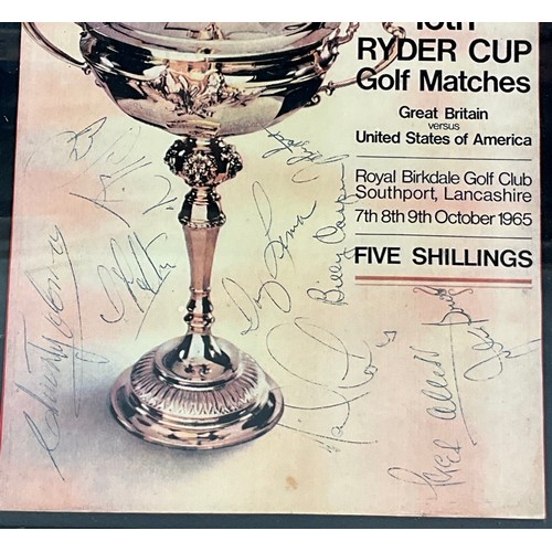 84 - FRAMED PROGRAMME 16TH RYDER CUP 1965 WITH ‘SIGNATURES’ we have looked at this in further detail and ... 