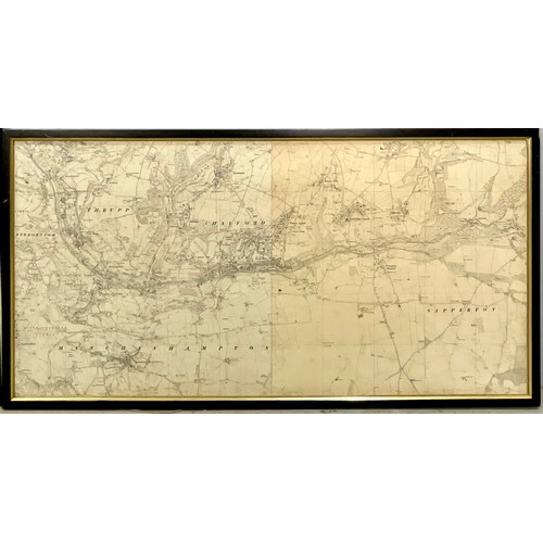 86 - LARGE FRAMED MAP OF WORCESTERSHIRE 71cm x 59cm T/W ANOTHER FRAMED MAP OF A GLOUCESTERSHIRE REGION 95... 