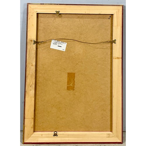 100 - LARGE RECTANGULAR BEVELLED EDGE MIRROR 30” X 20” IN MODERN GILT FRAME