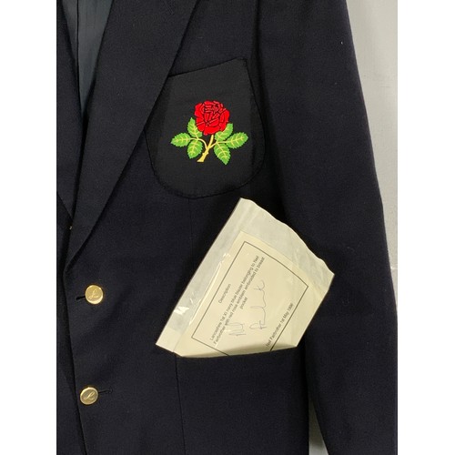 201 - CRICKET INTEREST A LANCASHIRE 1ST XI NAVY BLUE BLAZER BELONGING TO NEIL FAIRBROTHER, WITH RED ROSE E... 