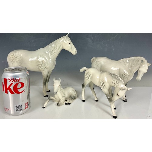 183 - TWO BESWICK GREY MARE AND FOAL FIGURES