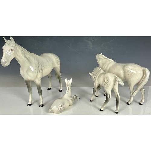 183 - TWO BESWICK GREY MARE AND FOAL FIGURES