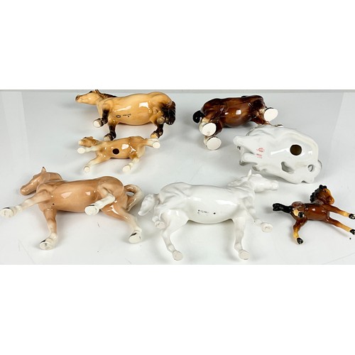 186 - VARIOUS MISC. HORSE FIGURES INCLUDING SYLVAC, BESWICK TYPE AND RUSSIAN