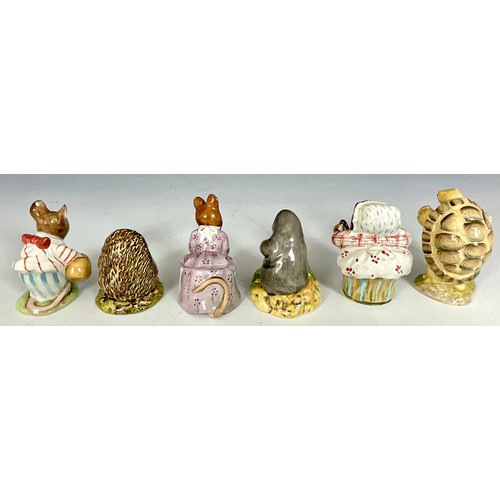 197 - 6 BESWICK BEATRIX POTTER FIGURES, MRS TITTLEMOUSE, OLD MR PRICKLEPIN, HUNCA MUNCA, DIGGORY DIGGORY D... 