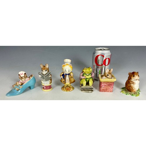 198 - 6 BESWICK BEATRIX POTTER FIGURES, THE OLD WOMAN WHO LIVED IN A SHOE, TAILOR OF GLOUCESTER, AMIABLE G... 