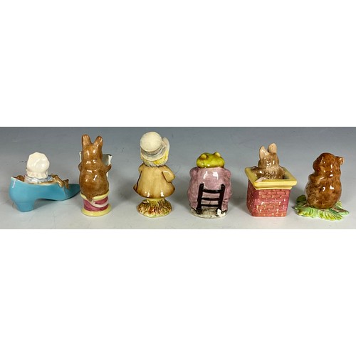 198 - 6 BESWICK BEATRIX POTTER FIGURES, THE OLD WOMAN WHO LIVED IN A SHOE, TAILOR OF GLOUCESTER, AMIABLE G... 