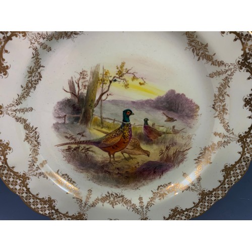 221 - ROYAL WORCESTER HAND PAINTED PHESANTS IN NATURAL LANDSCAPE SIGNED C JOHNSON CABINET PLATE  23cm DIAM... 