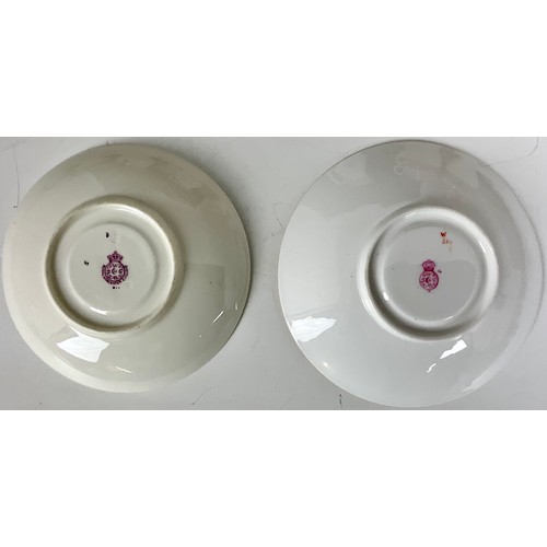 286 - BLACK AND WHITE WORCESTER PART TEA SERVICE TOGETHER WITH A PINK AND WHITE DITTO