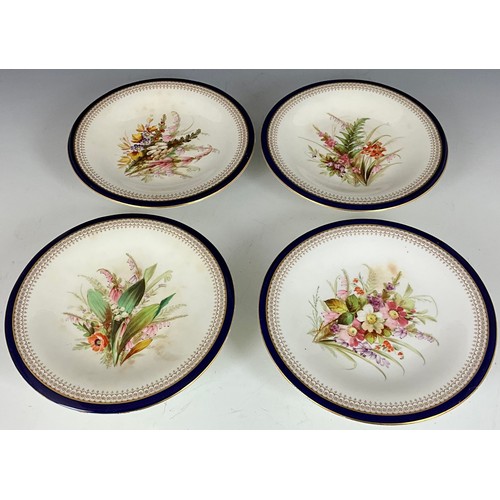 281 - TWO PART SETS OF ROYAL WORCESTER HAND PAINTED DESSERT PLATES AND COMPORTS