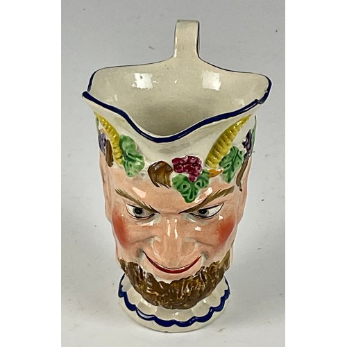 297 - 19th CENTURY PEARLWARE BACCHUS JUG, APPROX. 10 cm