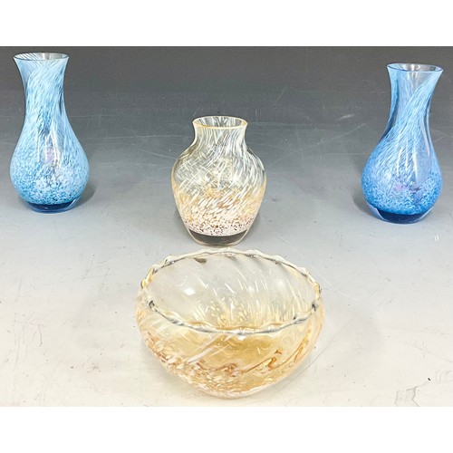 330 - 3 CAITHNESS GLASS VASES T/W A CAITHNESS GLASS BOWL