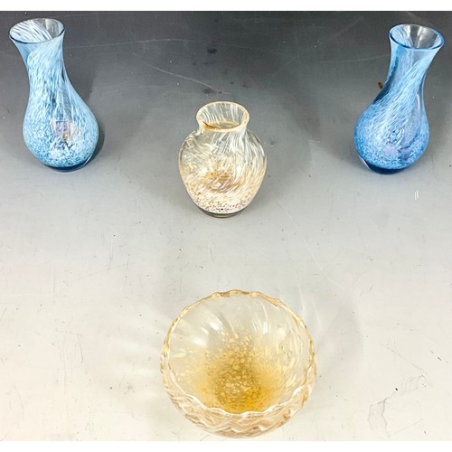 330 - 3 CAITHNESS GLASS VASES T/W A CAITHNESS GLASS BOWL