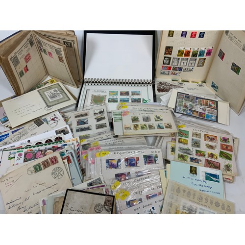 491 - STAMP INTEREST, ALDERNEY ALBUM, STAMPS ON PAPER INC VICTORIAN, PLUS VICTORY & OTHER ALBUMS MOSTLY ST... 