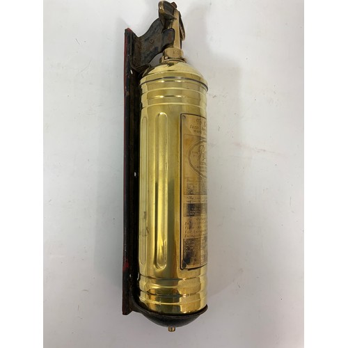 14 - BRASS PYRENE FIRE EXTINGUISHER, WITH MOUNT