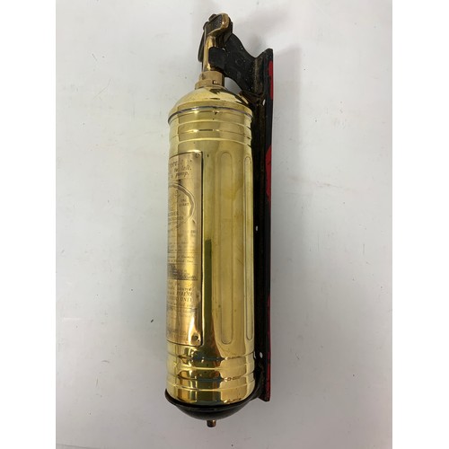 14 - BRASS PYRENE FIRE EXTINGUISHER, WITH MOUNT