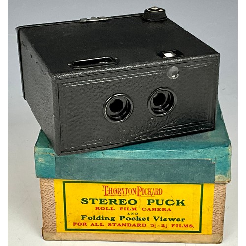 427 - THORNTON PICKARD STEREO PUCK ROLL FILM CAMERA IN ORIGINAL BOX