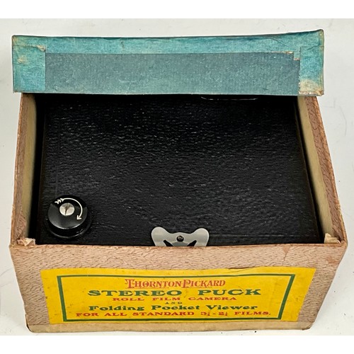 427 - THORNTON PICKARD STEREO PUCK ROLL FILM CAMERA IN ORIGINAL BOX