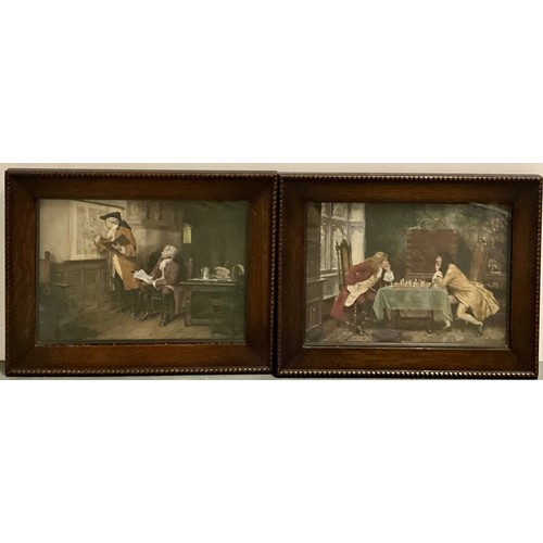 66 - AFTER E.M.BENNETT, PR. OAK FRAMED LOUIS WOLFF PRINTS, approx. 36 X 25 cm