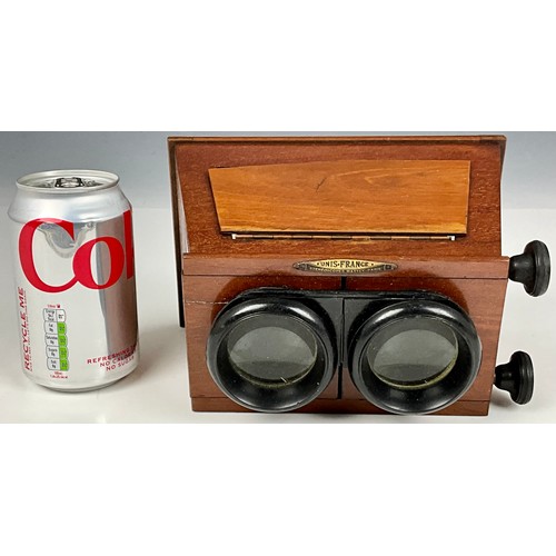 439 - UNIS FRANCE MAHOGANY CASED STEREOSCOPE VIEWER