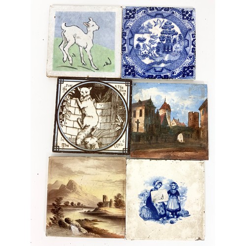 244 - 12 VINTAGE / ANTIQUE PICTORIAL TILES