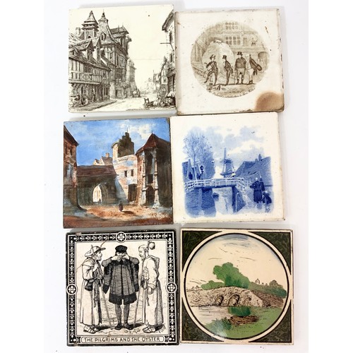 244 - 12 VINTAGE / ANTIQUE PICTORIAL TILES