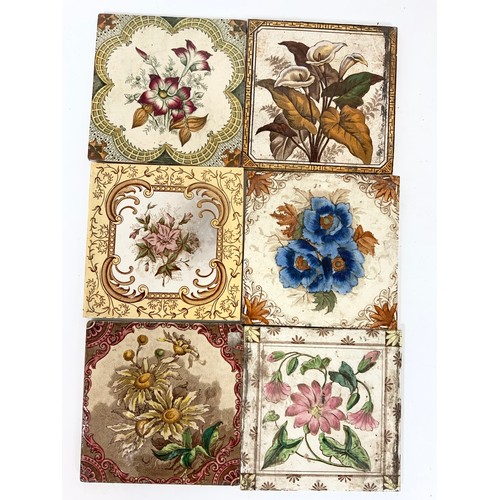 248 - 12 VINTAGE / ANTIQUE FLORAL TILES