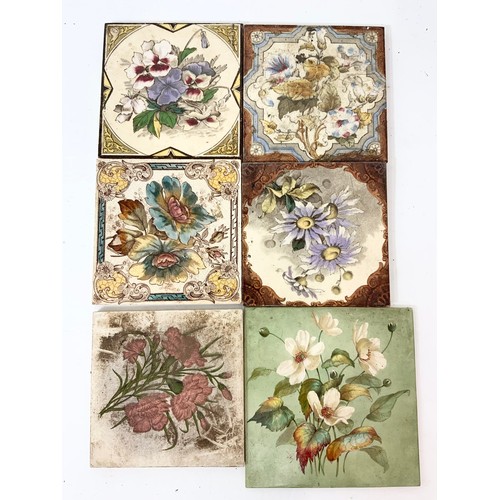 248 - 12 VINTAGE / ANTIQUE FLORAL TILES