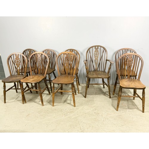779 - SET OF SIX PLUS A CARVER WHEEL BACK CHAIR AND TWO OTHER SIMILAR
