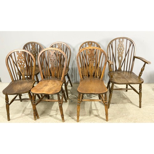 779 - SET OF SIX PLUS A CARVER WHEEL BACK CHAIR AND TWO OTHER SIMILAR