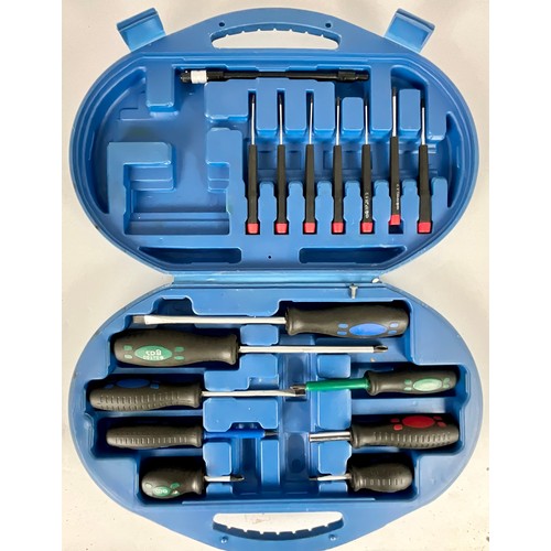 604 - SOCKET SET, TAP & DIE SET, STAPLE GUN AND SET OF SCREWDRIVERS