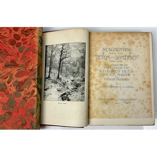 113 - BOOKS, SPORTING INTEREST, STAGHUNTING WITH THE DEVON AND SOMERSET, PHILIP EVERED, PUBL. 1902 AND LIM... 