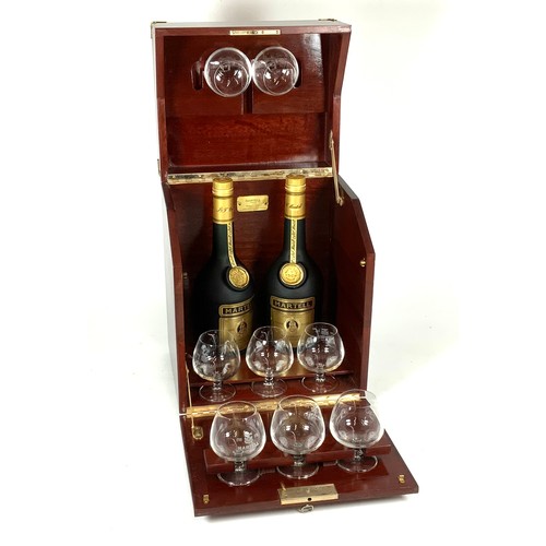 70 - MARTELL BRANDY PRESENTATION BOX HAVING FITTED INTERIOR WITH 2 BOTTLES MARTELL MEDALLION BRANDY AND 8... 