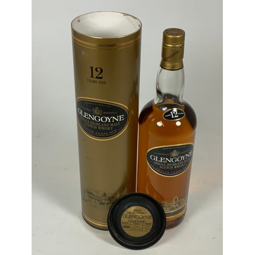 7 - BOTTLE OF GLENGOYNE SINGLE HIGHLAND MALT 12 YEARS OLD, WHISKY IN PRESENTATION TUBE.