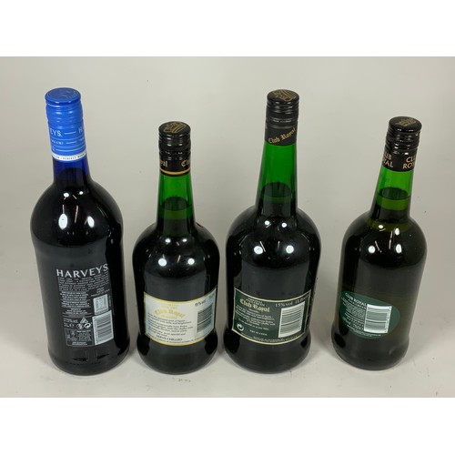 65 - 4 BOTTLES SHERRY, CLUB ROYAL & HARVEYS