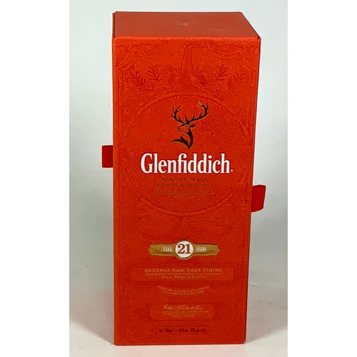 1 - GLENFIDDICH SINGLE MALT SCOTCH WHISKY, AGED 21 YEARS, RESERVATION RUM CASK FINISH IN SPECIAL PRESENT... 