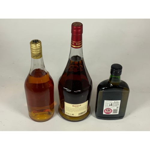 76 - 1 LITRE BOTTLE OF BEEHIVE VSOP BRANDY, ONE OTHER AND A HALF BOTTLE