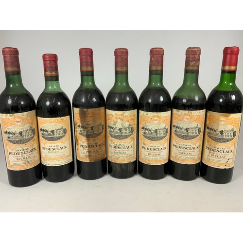 94 - CHATEAU PEDESCLAUX GRAND CRU CLASSE PAUILLAC, 6 BOTTLES 1967 AND 1 BOTTLE 1970, LEVELS VARY